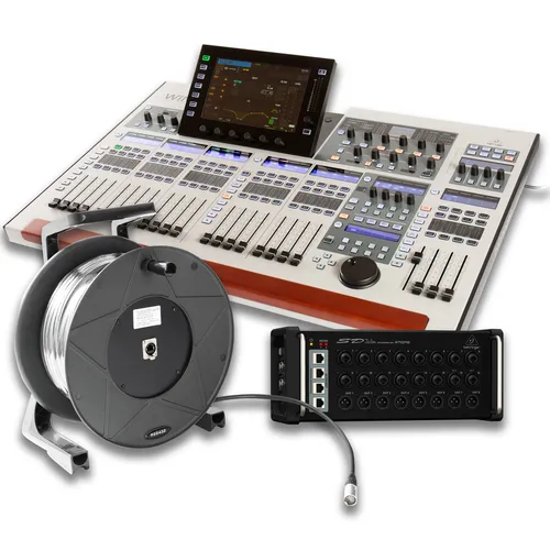 Behringer Wing + SD 16 + Cable - Set - Digitalmixer-Set mit 24 motorisierten Fadern und 16 Midas Preamps für professionelle Audioanwendungen. Ideal für Live-Events und Studios.