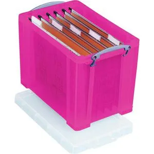 Really-Useful-Box Aufbewahrungsbox 19TBPK, 19Liter, mit Deckel, transparent-pink, 40 x 26 x 29cm