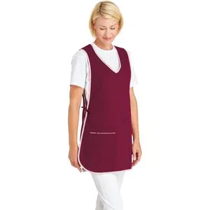 Überwurfschürze Damen bordeaux, Gr. I - Arbeits- & Schutzkleidung, pflegeleichte Überwurfschürze aus 65% Polyester und 35% Baumwolle, zertifiziert nach Öko Tex Standard 100 für nachhaltigen Einsatz.