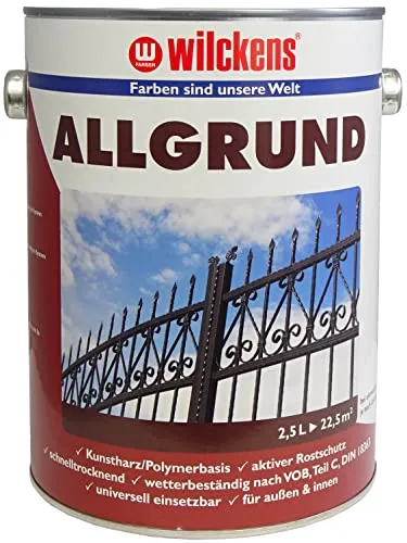 Wilckens Kunstharz Allgrund 2,5 l - Rotbraun - Haftvermittlende Universalgrundierung für Innen- und Außenbereiche, mit Rostschutzpigmenten. Wetterbeständig und ideal für verschiedene Materialien.