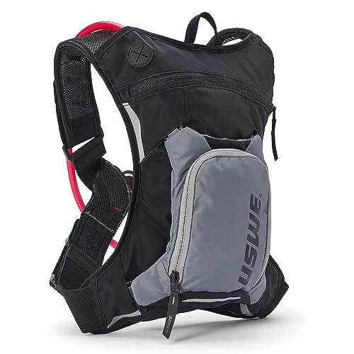 USWE Moto Hydro 3L Trinkrucksack mit 2,0 l Wasserblase, ein hochwertiger, federfreier Rucksack für Enduro und Off-Road-Motorrad, Schwarzgrau