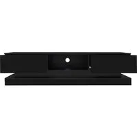 ModernLuxe TV Lowboard Hochglanz mit 2 Schubladen Offenem Fach Led Spanplatte Schwarz
