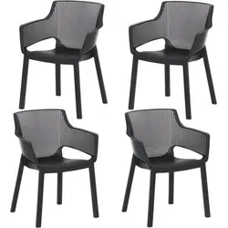 Gartenstuhl 'Easy' - 4x stapelbare Terrassenstühle in anthrazit - Gartenstühle, stapelbar und wetterfest - ideal für Garten, Terrasse & Balkon. Modernes Design mit Armlehnen für optimalen Sitzkomfort und platzsparende Lagerung.