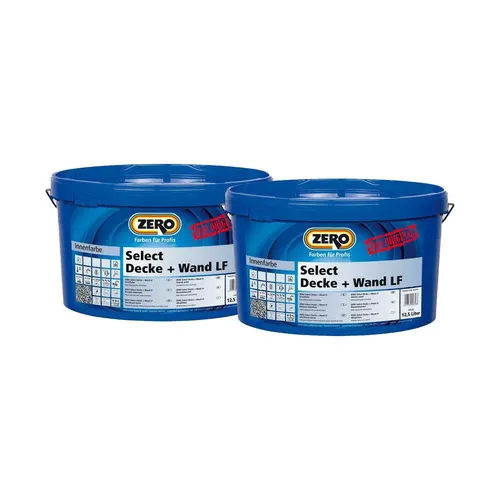 Zero Select Wandfarbe 12,5L - Matt Weiß für Innenräume - Farben für Wände & Decken: Lösemittelfrei, hohe Deckkraft und ab 50 m² für alle Zimmer geeignet. Perfekt für ein gesundes Raumklima!