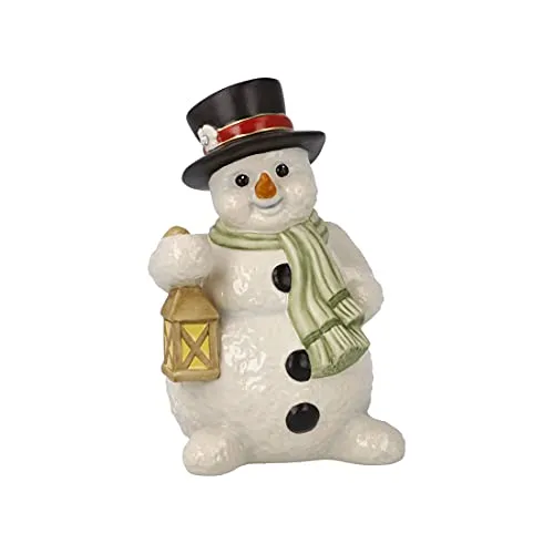 Goebel X-Mas Schneemann-Figur Heller Winterabend aus Porzellan mit einem Swarovski-Stein Mehrfarbig, Maße: 7,5cm x 7,5cm x 11,5cm, 66-703-97-1