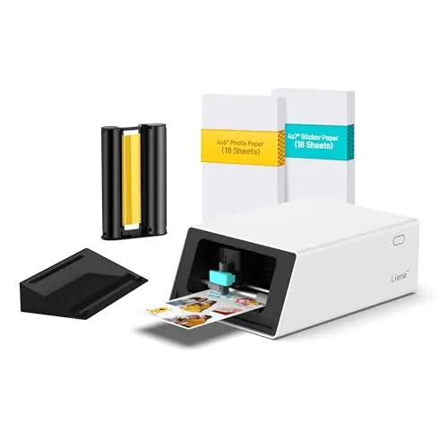 Liene PixCut S1 - All-in-One Fotodrucker & Aufkleberdrucker - Schreibtischfoto-Drucker mit 300 DPI Farbsublimation und KI-Bildextraktion für kreative Aufkleberprojekte in nur 2 Minuten!