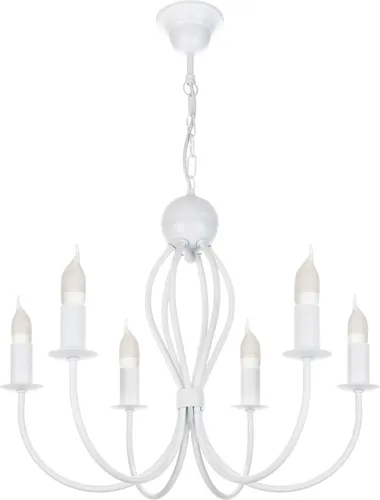Kronleuchter Esstisch Klassisch Weiß E14 6-flammig - Deckenlampe im klassischen Vintage-Stil, ideal für Esszimmer und Wohnzimmer. Mit 6-flammiger E14 Beleuchtung sorgt sie für eine stilvolle Atmosphäre.
