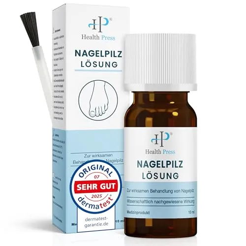 Health Press Nagelpilz Lösung – Wissenschaftlich nachgewiesene Wirkung – 10ml Anti Nagelpilz Liquid – Effektiver Nagellack für Füße & Hände – Medizinprodukt zur wirksamen Behandlung von Nagelpilz