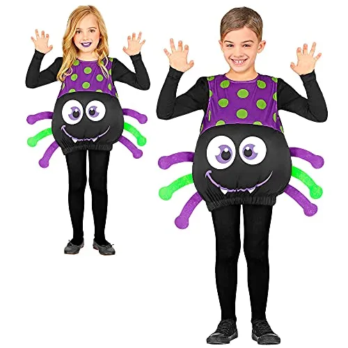 W WIDMANN MILANO Party Fashion - Spinnenkostüm für Kinder, Jumpsuit, Spider Kostüm, Faschingskostüme für Kinder, Halloween