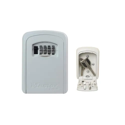 Master Lock Weiß Schlüsseltresor - Witterungsbeständig und Sicher - Safes: Robuste Wandhalterung für Schlüssel und Zutrittsausweise, mit einstellbarer Zahlenkombination für erhöhte Sicherheit.