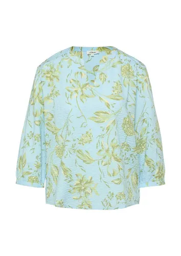 s.Oliver Langarmbluse - Luftige Seersucker-Bluse mit angenehmem Tragegefühl. Raffungen und 3/4-Ärmel sorgen für eine entspannte Passform – ideal für warme Tage und lässige Outfits.