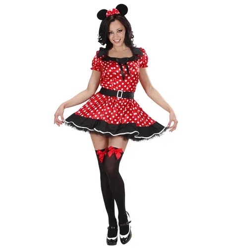 Mäuschen mouse Maus Kleid gepunktet Ohren Kostüm Fasching Karneval rot Größe XL