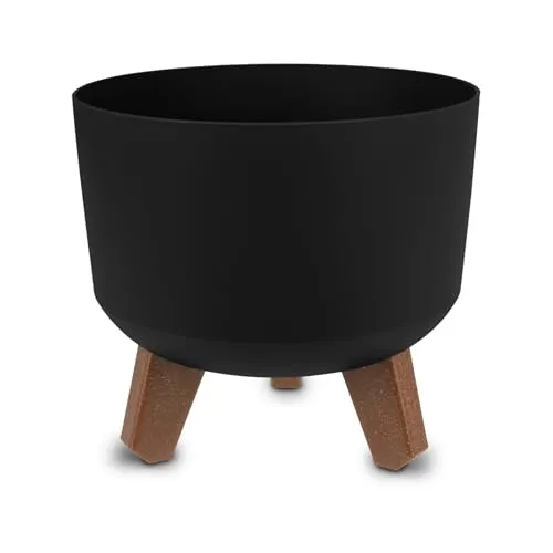Spetebo Kunststoff Blumentopf auf Füßen schwarz