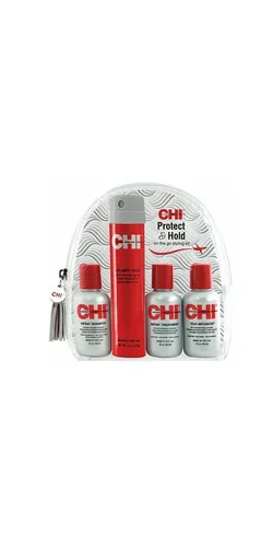Farouk Chi Protect And Hold Reiseset - Praktisches Reiseset mit Shampoo, Haarspray, Pflege und Seideninfusion für geschmeidiges, glänzendes Haar. Ideal für unterwegs – für perfekten Halt und Pflege jederzeit.