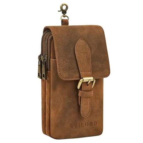 STILORD 'Harper' Handy Gürteltasche aus Leder im Vintage-Look - Mode-Hüfttaschen für Herren und Damen, aus echtem Leder mit Karabinerhaken und Gürtelschlaufe für sicheren Halt – ideal für unterwegs!