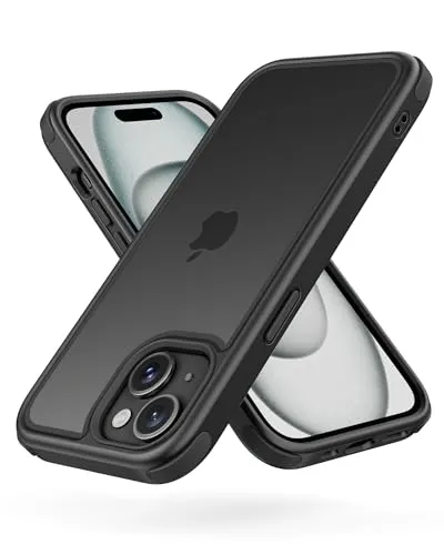MobNano Ultra Durchsichtig Hybrid Hülle für iPhone 15 Hülle, Stoßfest Silicone Bumper Handyhülle Shockproof Transparent Fallschutz iPhone 15 Case - Schwarz