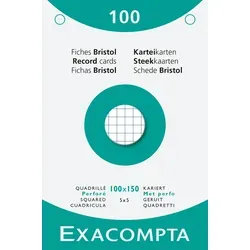 Exacompta Karteikarten 100 x 150 mm, kariert (10 Packungen) - Karteikarten aus hochwertigem Clairefontaine-Papier, perforiert für einfachen Gebrauch, ideal für Schule und Büro. Hergestellt in Frankreich, umweltfreundlich und robust.