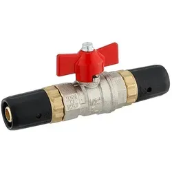 Steck-Kugelhahn 16 x 2 für Heizung - Flügelgriff rot für Mehrschicht-Verbundrohr