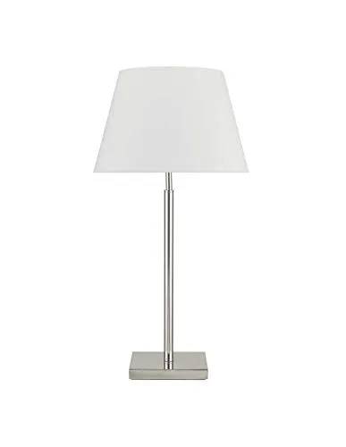 EXO lighting – Tischleuchte FIRENZE IP20 – Innenleuchte E27 bis 60W – Nickel satiniert mit weißem Schirm – Beleuchtung für Schlafzimmer und Wohnzimmer