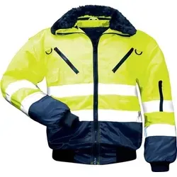 Warnschutz-Pilotjacke GUNNAR EN20471 Kl.3 - Arbeits- & Schutzkleidung mit 4-in-1 Funktion: abnehmbare Kragen und Ärmel sowie wasserabweisende Beschichtung für optimalen Schutz und Komfort.