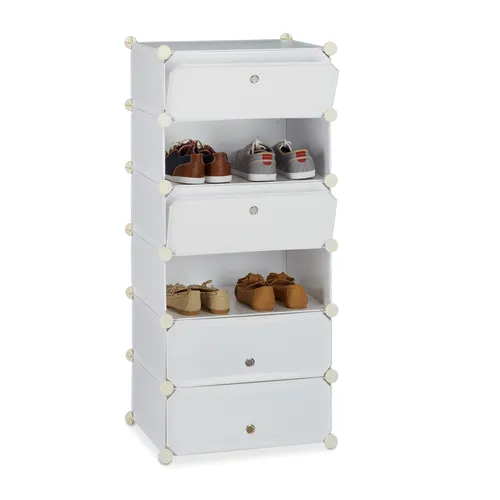 relaxdays Schuhschrank mit 6 Fächern in Weiß - Platzsparender Schuhschrank mit 6 Ebenen, ideal für kleine Flure. Bietet Platz für mindestens 12 Paar Schuhe und lässt sich einfach ohne Bohren aufbauen.