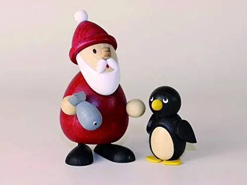 Holzfigur Weihnachtsmann mit Fisch