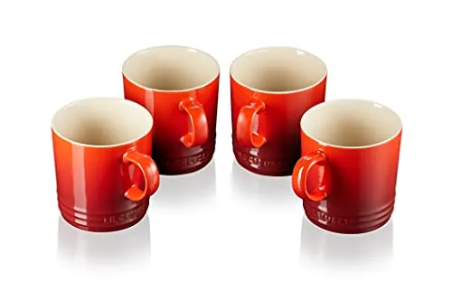 Le Creuset 4er-Set Becher aus Steinzeug, Kirschrot in rot von Le Creuset