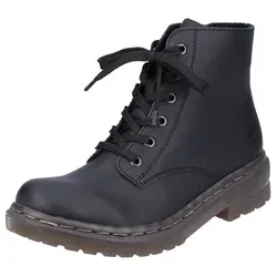 Rieker Damen Schnürstiefel 78240 - Wanderschuhe mit bequemem Blockabsatz, ideal für den Winter und Übergangszeiten. Robustes Kunstleder und praktische Schnürung sorgen für perfekten Halt.