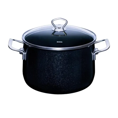 RIESS Fleischtopf 0705-009 mit Glasdeckel, 24 cm - Hochwertiger Fleischtopf aus extra starkem Stahl mit Sichtglasdeckel, ideal für energiesparendes Kochen auf allen Herdarten, leicht zu reinigen und CO2-neutral in Österreich hergestellt.