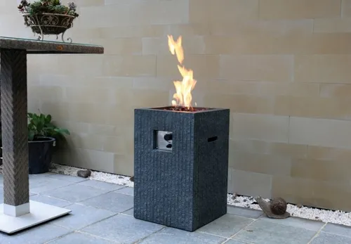 MODENO Gasfeuerstelle Mayon - Elegante 45x45 cm Feuerstelle - Feuerschalen und Gaskamin in einem, ideal für gemütliche Abende im Freien und einfache Bedienung per Knopfdruck.
