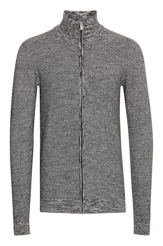 Indicode IDJadan Herren Strickjacke Cardigan Feinstrick Sweater mit Reißverschluss Label-Details Baumwollmischung Regular fit, Größe:L, Farbe:Charcoal (915)
