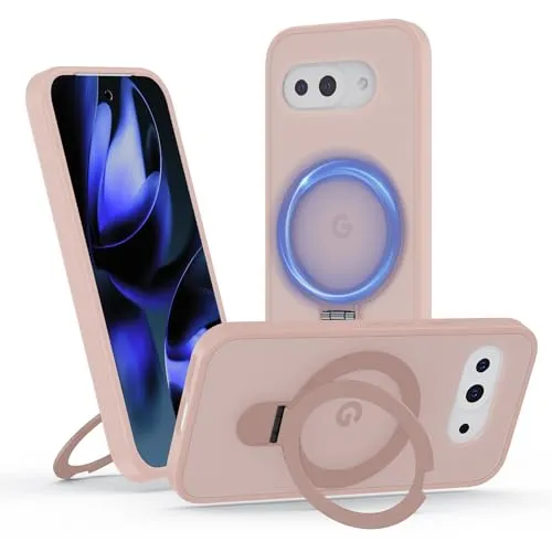 Meeter Hülle für Google Pixel 9a mit Magsafe, [ Magnetischer Ständer Unsichtbarer Standring ] Stoßfest Handyhülle Case Matt Kratzfeste Schutzhülle für Google Pixel 9a, rosa