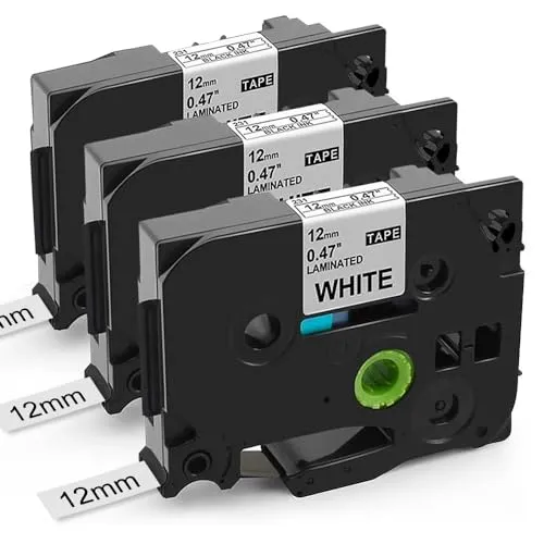 TZE231 Ersatz-Schriftband 12 mm 3x Black on White