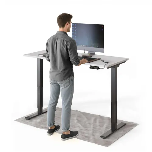 DESKSPACE Höhenverstellbarer Schreibtisch – elektrisch mit Memory und USB - Schreibtische für ergonomisches Arbeiten im Homeoffice, stufenlos höhenverstellbar von 62 bis 126 cm und leiser Betrieb unter 50 dB, ideal für unterschiedliche Körpergrößen.