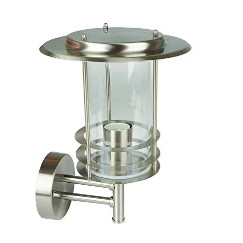 Grafner Edelstahl Wandlampe E27 IP44 - Lampen für außen und innen, robustes Design aus Edelstahl und Glas, ideal für Garten und Hauswand mit 360° Lichtschein und spritzwassergeschützt (IP44)