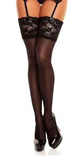 GLAMORY Damen 20 Luxury 20 DEN Strapsstrümpfe, Schwarz, L-(44-46)