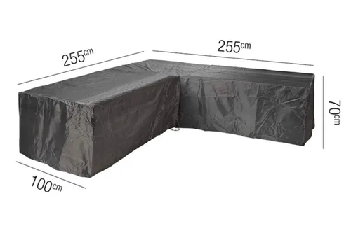 AEROCOVER Atmungsaktive Schutzhülle für L-förmige Lounge-Sets 255x255x100xH70 cm - Schutzhülle für L-förmige Lounge-Sets, atmungsaktiv und 100% wasserdicht. Schützt vor Mehltau und Schimmel, verlängert die Lebensdauer Ihrer Gartenmöbel.