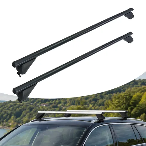 relaxdays Dachträger Aluminium für geschlossene Reling, schwarz, 124 cm