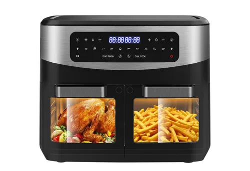 Comfy Mate Heißluftfritteuse Dual Zone Airfryer mit Sichtfenster
