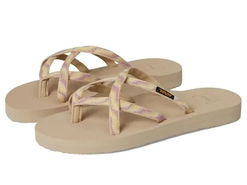 Teva Olowahu Women Slipper-Sandale neon wave peach ice (NPC) 8 - Sandalen für Damen mit kunstvollen Gurtband-Details, wasserfestem Polyester und einer bequemen Mush Topsole für optimalen Komfort.