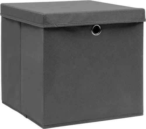 vidaXL Aufbewahrungsboxen mit Deckeln 4 Stk. Grau 32x32x32 cm - Gartenmöbel-Sets: Faltbare Vliesstoff-Boxen mit Deckel, ideal für die ordentliche Aufbewahrung von Kleidung und Accessoires, platzsparend zusammenfaltbar.