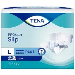 TENA Slip Plus L - All-in-One Inkontinenzprodukt - Inkontinenzeinlagen für mittleren bis schweren Urinverlust mit FeelDry Advanced™-Technologie für trockene Haut und optimalen Tragekomfort. Ideal für mobil eingeschränkte und bettlägerige Menschen.