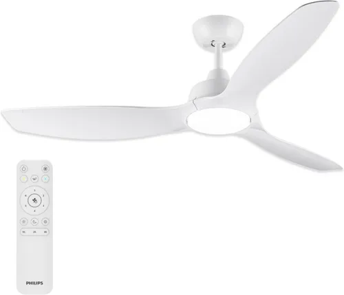 Philips LED Deckenventilator 35W mit Fernbedienung, dimmbar - Der leistungsstarke Deckenventilator sorgt für angenehme Luftzirkulation und stimmungsvolles Licht. Mit sechs Geschwindigkeitsstufen und zwei Luftstromrichtungen passt er sich optimal an Deine Bedürfnisse an.