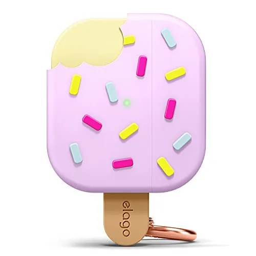 elago Ice Cream Hülle mit Schlüsselanhänger Kompatibel mit AirPods 3 Case - Unterstützt drahtloses Laden, Niedliche Designhülle, Stoßfest (Blaubeere)