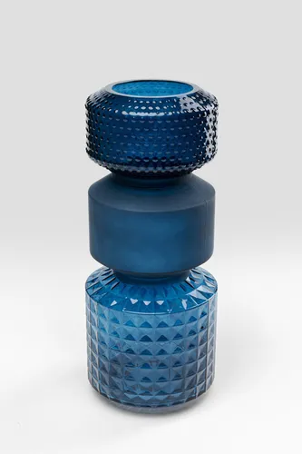 Vase Marvelous Duo - Blau, H 42 cm - Vasen - Stilvolle Glasvase, die jedem Raum einen eleganten Touch verleiht und durch ihr modernes Design zum Eye-Catcher wird.