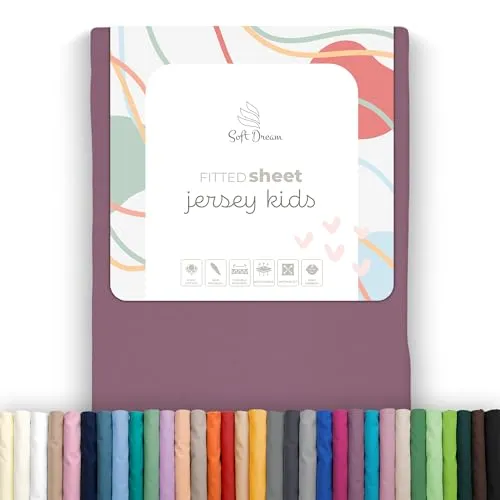 Soft Dream Spannbettlaken 90x200 cm Aubergine - 100% gekämmte Baumwolle Jersey - Premium Qualität - Spannbetttuch für Kinderbett Juniorbett - OekoTex Zertifiziert - Made in EU - 90x200cm Aubergine