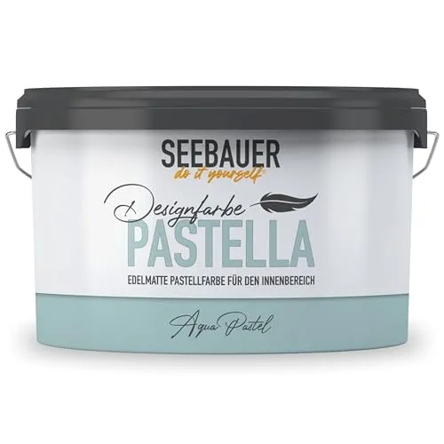 SEEBAUER diy Pastellfarbe PASTELLA Blau 2,5L - Edelmatte Wandfarbe für ein gesundes Raumklima - Farben: Hochwertige, abwaschbare Innenfarbe in Hellblau mit sehr hoher Deckkraft, perfekt für kinderfreundliche Haushalte. Ideal für Schlafzimmer, Wohnzimmer und Küchen.