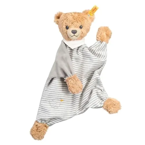 Steiff Schmusetuch Schlaf-gut Bär, grau - niedlicher Begleiter für entspannte Nächte, waschmaschinenfest und ideal ab Geburt