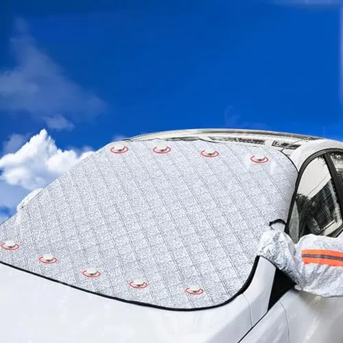 FINEVERNEK Frontscheibenabdeckung, Auto Winter Frostabdeckung mit 9 Magnet, Universelle Faltbar Winschutzscheiben Abdeckung für alle PKW Auto, SUV, Gegen Schnee, EIS, Frost, Staub