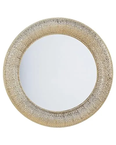 Beliani Stilvoller Spiegel rund Metall 80 x 80 cm Gold Channay